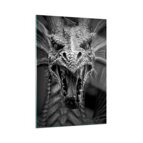 Glass picture - Fairytale Dragon in Grey - 50x70 cm