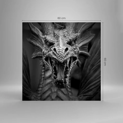 Glass picture - Fairytale Dragon in Grey - 60x60 cm