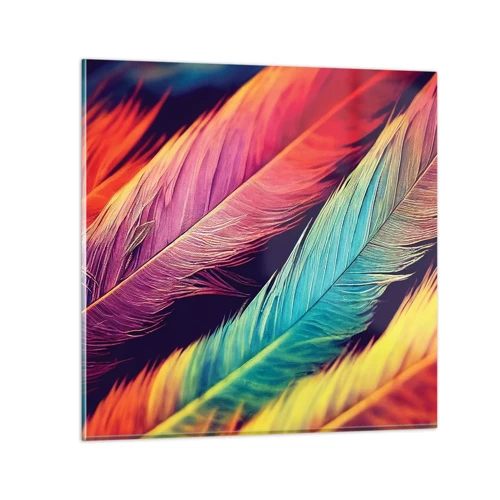 Glass picture - Feathered Rainbow - 30x30 cm