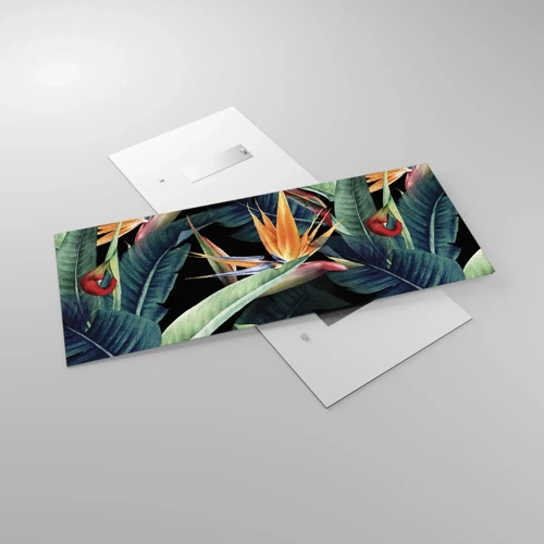 Glass picture - Flaming Flowers of the Tropics - 120x50 cm