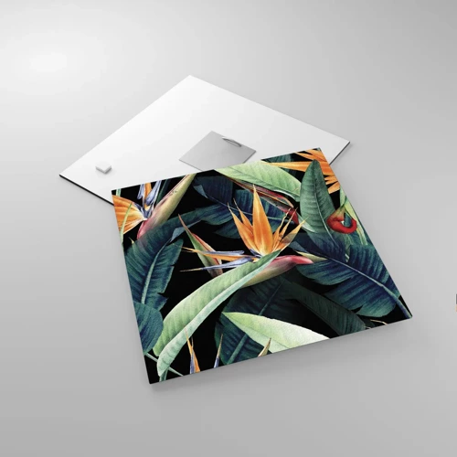 Glass picture - Flaming Flowers of the Tropics - 30x30 cm