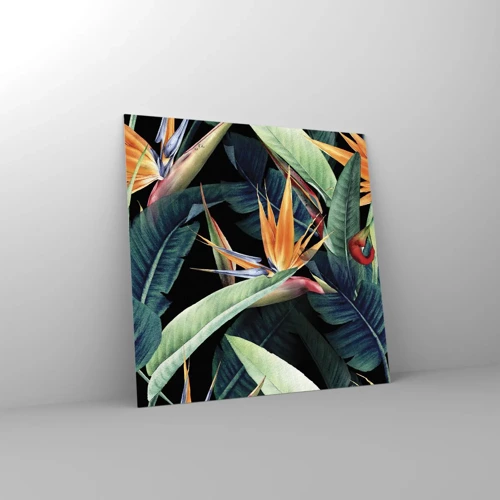 Glass picture - Flaming Flowers of the Tropics - 30x30 cm