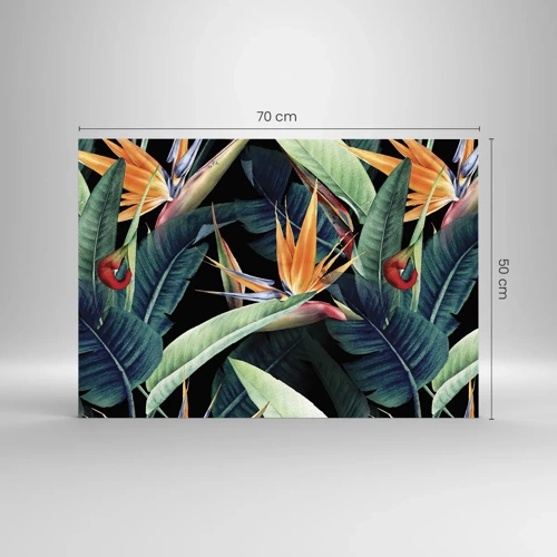 Glass picture - Flaming Flowers of the Tropics - 70x50 cm