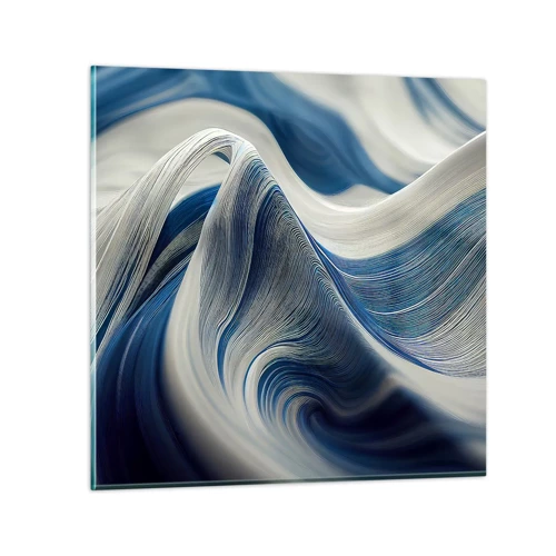 Glass picture - Fluidity of Blue and White - 30x30 cm