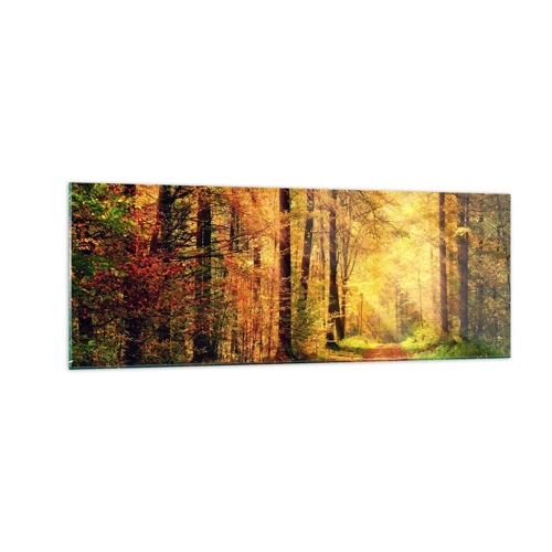 Glass picture - Forest Golden silence - 140x50 cm