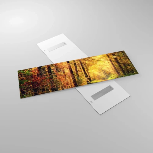 Glass picture - Forest Golden silence - 160x50 cm