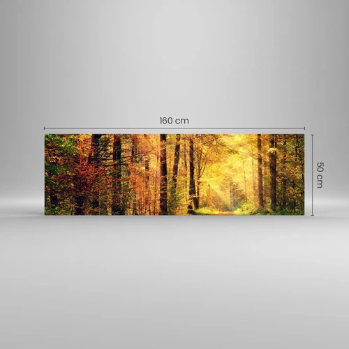 Glass picture - Forest Golden silence - 160x50 cm