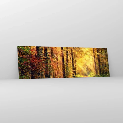 Glass picture - Forest Golden silence - 160x50 cm