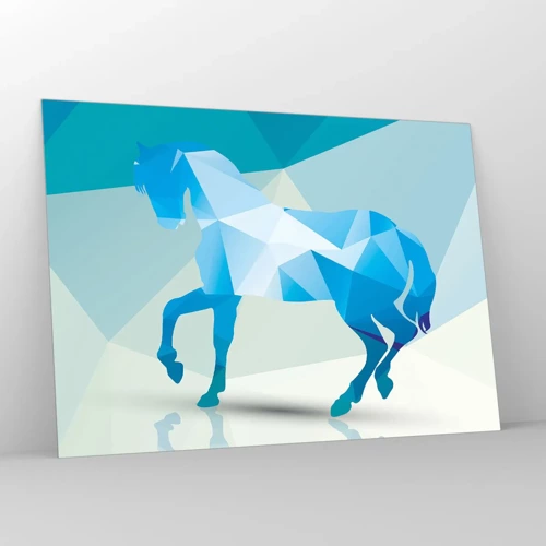 Glass picture - Geometrical Horse in Turuoise - 100x70 cm