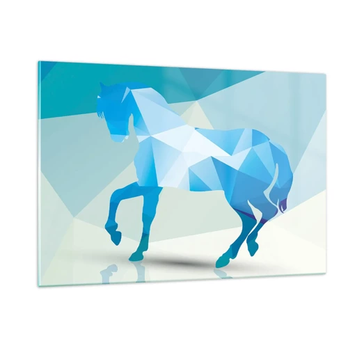 Glass picture - Geometrical Horse in Turuoise - 120x80 cm