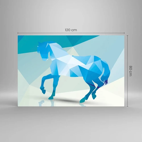 Glass picture - Geometrical Horse in Turuoise - 120x80 cm