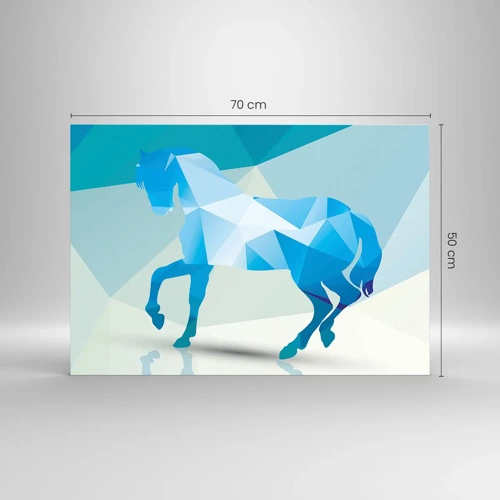 Glass picture - Geometrical Horse in Turuoise - 70x50 cm