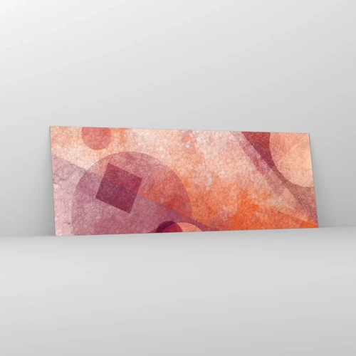 Glass picture - Geometrical Transformation in Pink - 140x50 cm