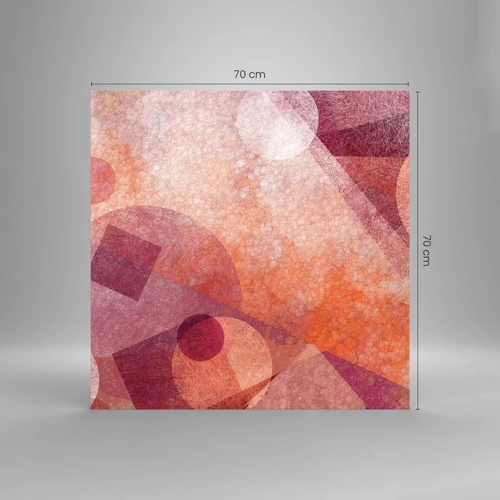 Glass picture - Geometrical Transformation in Pink - 70x70 cm