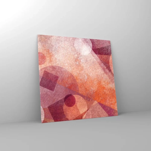 Glass picture - Geometrical Transformation in Pink - 70x70 cm
