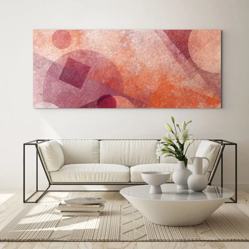 Glass picture - Geometrical Transformation in Pink - 90x30 cm