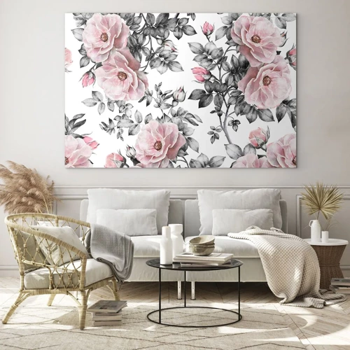 Glass picture - Getting Lost in Rose Flowers - 70x50 cm