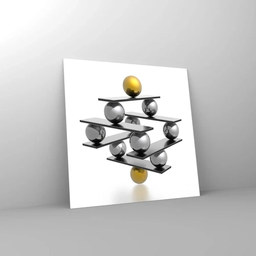 Glass picture - Gold-Silver Balance - 30x30 cm