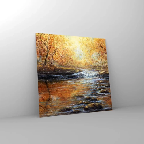 Glass picture - Golden Brook - 50x50 cm