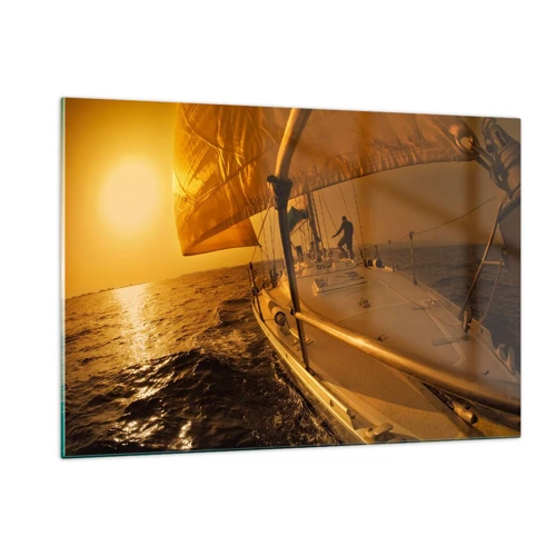 Glass picture - Golden Evening after a Colourful Day - 120x80 cm