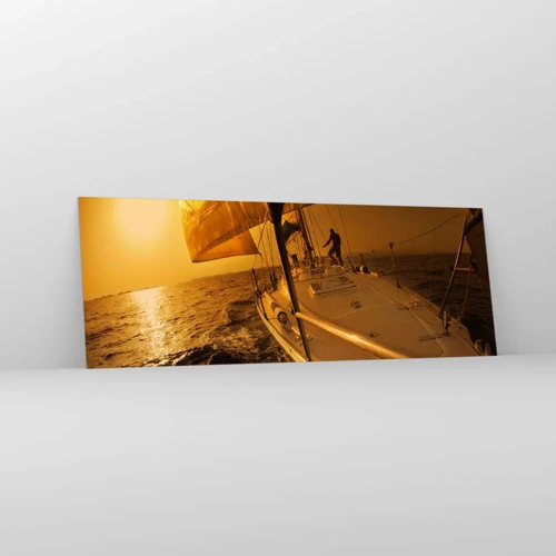 Glass picture - Golden Evening after a Colourful Day - 140x50 cm