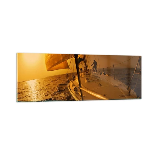 Glass picture - Golden Evening after a Colourful Day - 90x30 cm