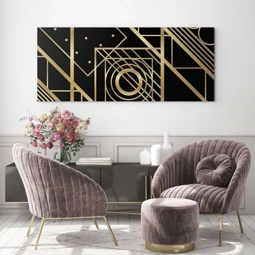 Glass picture - Golden Geometry - 160x50 cm