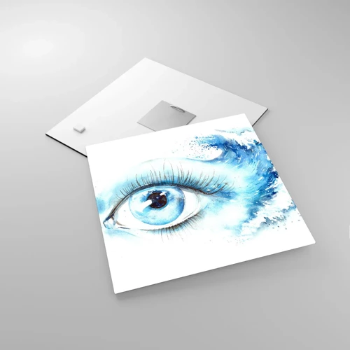 Glass picture - Immerse in those Blue Eyes - 30x30 cm