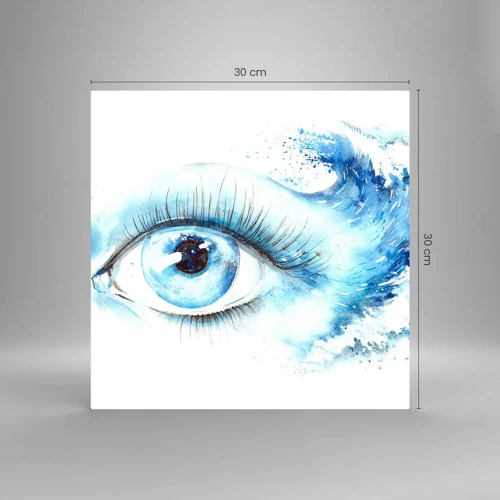 Glass picture - Immerse in those Blue Eyes - 30x30 cm