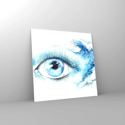 Glass picture - Immerse in those Blue Eyes - 30x30 cm