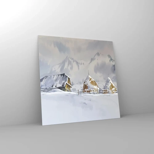 Glass picture - In a Snowy Valley - 70x70 cm
