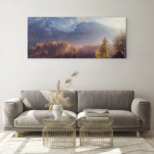 Glass picture - In the Mountains and Valleys - 100x40 cm