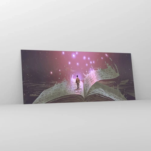 Glass picture - Invitation to Another World -Read It! - 120x50 cm