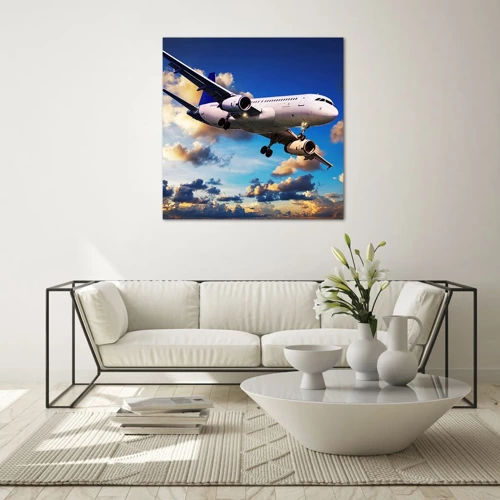 Glass picture - Journey in White and Blue - 70x70 cm