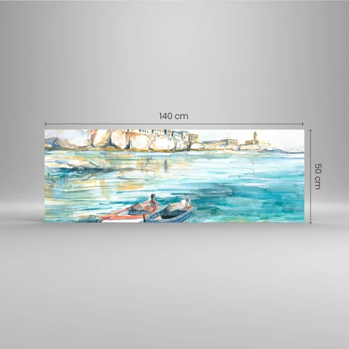 Glass picture - Landscape in Azure - 140x50 cm