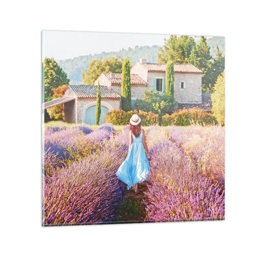 Glass picture - Lavender Girl - 70x70 cm