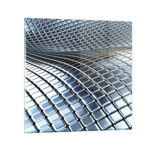 Glass picture - Metallic Silver Wave - 50x50 cm