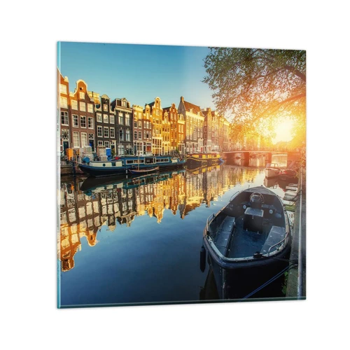 Glass picture - Morning in Amsterdam - 60x60 cm