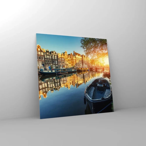 Glass picture - Morning in Amsterdam - 70x70 cm