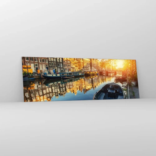 Glass picture - Morning in Amsterdam - 90x30 cm