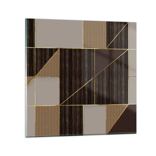 Glass picture - Mosaic of Brown and Gold - 50x50 cm