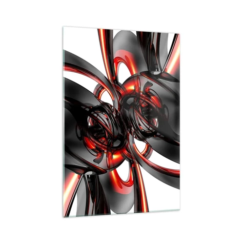 Glass picture - Movement in Graphite and Red - 70x100 cm