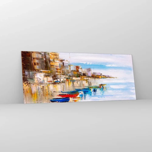 Glass picture - Multicolour Town Marina - 100x40 cm