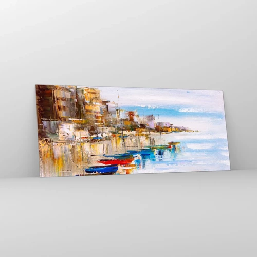 Glass picture - Multicolour Town Marina - 120x50 cm