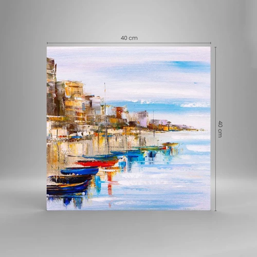 Glass picture - Multicolour Town Marina - 40x40 cm