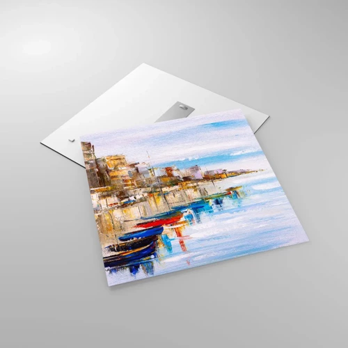 Glass picture - Multicolour Town Marina - 60x60 cm