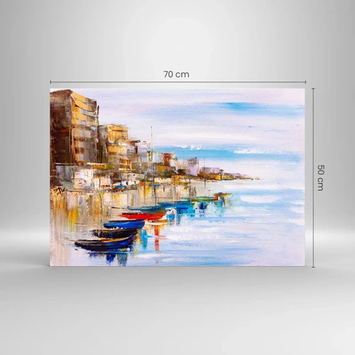 Glass picture - Multicolour Town Marina - 70x50 cm