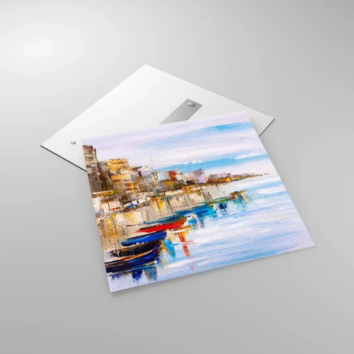 Glass picture - Multicolour Town Marina - 70x70 cm