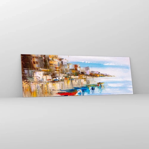 Glass picture - Multicolour Town Marina - 90x30 cm