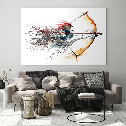 Glass picture - Mythical Warrior with a Fiery Bow - 70x50 cm